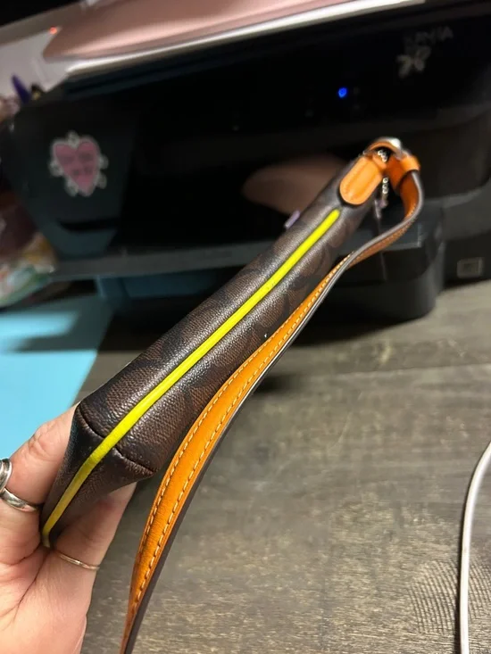 Coach Mini Rowan File Bag in Colorblock Signature Canvas. 
Purple Orange Yellow - Picture 3 of 5